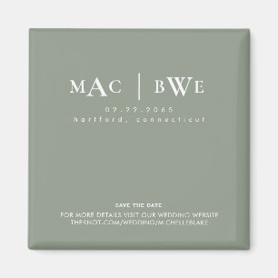 Trouw Simple Monogram Save Date Sage Magneet