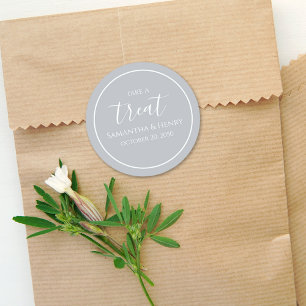 Trouw Simple Zilver Calligrafie Script Cadeautje Ronde Sticker