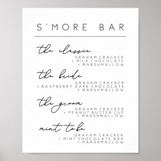 Trouw S'more Bar Menubord, Smore Recept Poster (Voorkant)
