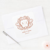 Trouw sticker met terracotta monogram wapen en kli (Envelop)