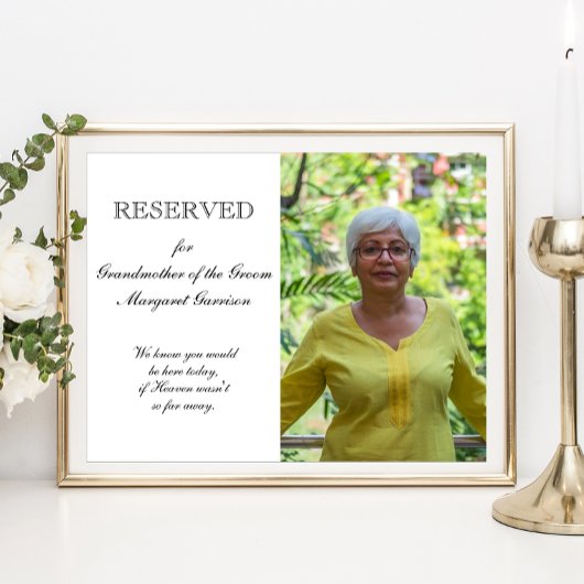 Trouw Stoel met foto van oma van de bruidegom als Poster
