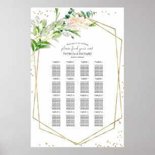 Trouw Stoelen Chart Bord Elegante Groene Plant Gol Poster