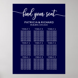 Trouw Stoelen Chart Chic Calligrafie Marineblauw Poster