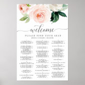 Trouw Stoelenindeling Bord 'Blushing Blooms' Poster (Voorkant)