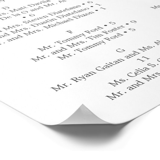 Trouw Stoelenindeling Bord 'Blushing Blooms' Poster (Hoek)