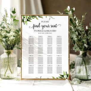 Trouw Stoelenindeling Bord Elegante Groene Planten Poster