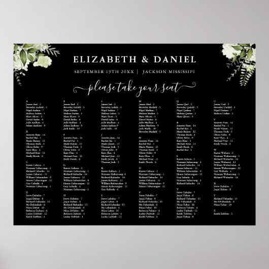 Trouw Stoelenindeling Bord met 200 Namen en Groene Poster (Voorkant)