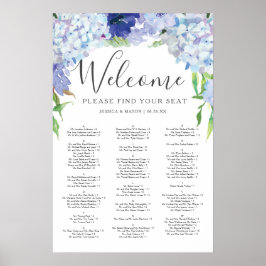 Trouw Stoelenindeling Bord met Blauwe Hortensia Poster