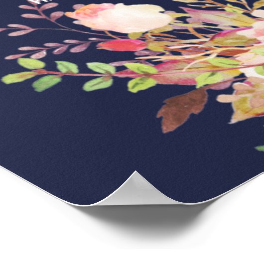 Trouw Stoelenkaart Gouden Confetti Roze Bloemen Poster (Hoek)