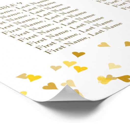 Trouw Stoelenkaart Met Gouden Harten Poster (Hoek)