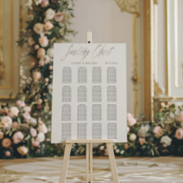 Trouw Stoelenkaart Nep Metallic Goud & Wit Poster