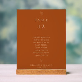 Trouw Stoelenkaart Tafel Terracotta Minimalistisch Acryl Bord