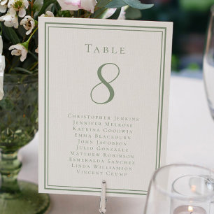 Trouw Stoelenlijst Gast Tafel Nummer Salie Groen Kaart