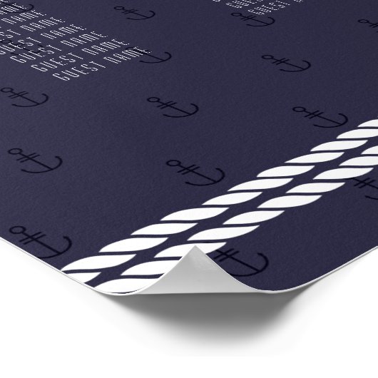 Trouw Stoelenplattegrond Blauw Anker Poster (Hoek)