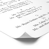 Trouw Stoelindeling Bord Zachte Groene Tinten Poster (Hoek)