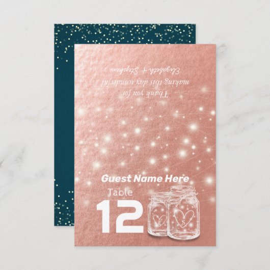 Trouw Stoelplaats Escort Tafel Nummer Vouw Kaart (Voorkant / Achterkant)