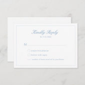 Trouw Stof Blauw Schrift Crest Monogram RSVP Kaart (Voorkant / Achterkant)