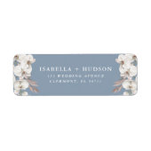 Trouw Stof Blauw Witte Orchidee Retouradres Etiket (Voorkant)
