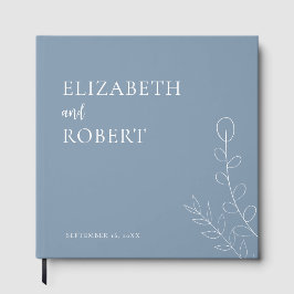 Trouw Stofblauw Botanisch Minimalistisch Elegant Gastenboek