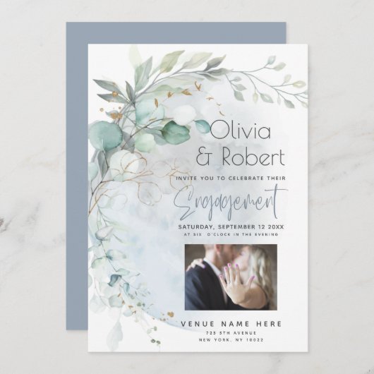 Trouw | Stofblauwe Maan Verliefd Kaart (Voorkant / Achterkant)