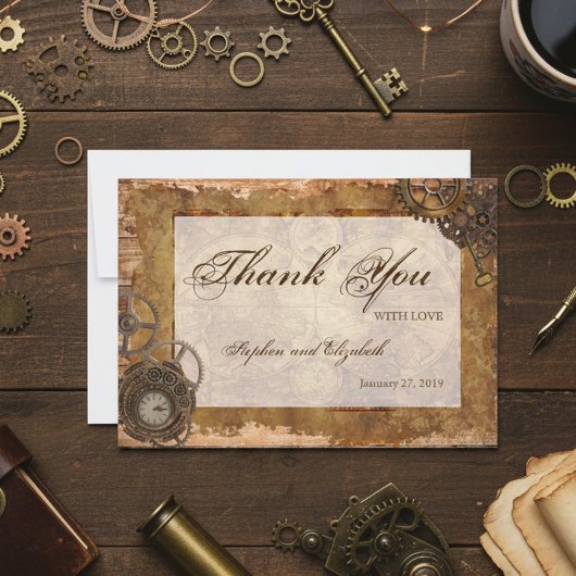 Trouw Stoomtechiek Vintage Victoriaans Bedankkaart