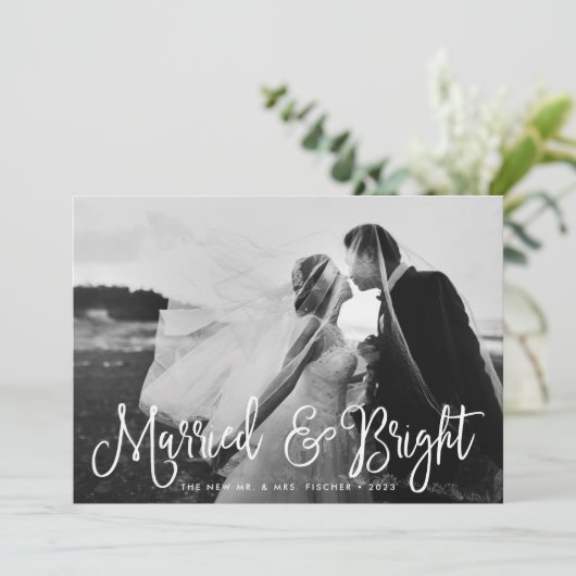 Trouw & Stralende Nieuwgetrouwde Feestdagen Fotoka Feestdagenkaart (Staand voorkant)