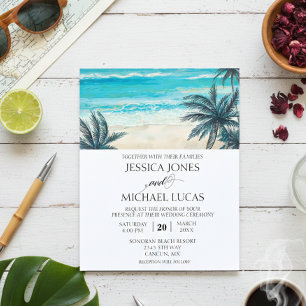 Trouw Strand Bestemming Oceaan Aquarel Budget Flyer