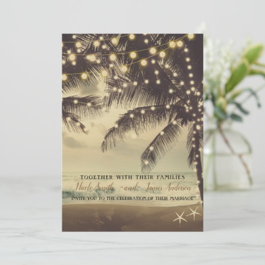 Trouw Strand Oceaan Palmboom & Lichten Kaart (Staand voorkant)