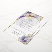 Trouw | Stunning Paarse Pioen Folie Uitnodiging (Gedraaid)