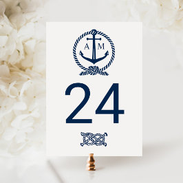 Trouw Tafel Nummer Nautisch Marine Monogram Briefkaart