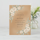 Trouw Tan Aqua Rose Kaart (Staand voorkant)