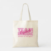 Trouw Team Moeder Van de Bruid Naam Roze Retro Tote Bag (Achterkant)