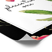 Trouw Teken Favor | Waterverf Fuchsia Bloemen Poster (Hoek)