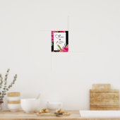 Trouw Teken Favor | Waterverf Fuchsia Bloemen Poster (Keuken)
