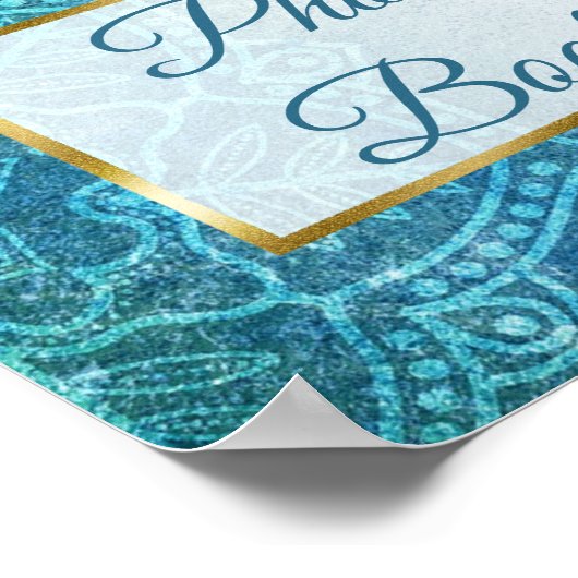 Trouw Teken Foto Booth Blauwe Mandala Poster (Hoek)