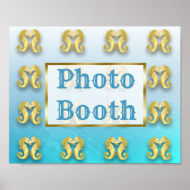 Trouw Teken Foto Booth Oceanisch Aqua Blauw & Goud Poster