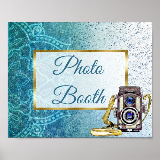 Trouw Teken Fotohokje Blauwe Mandala Poster (Voorkant)