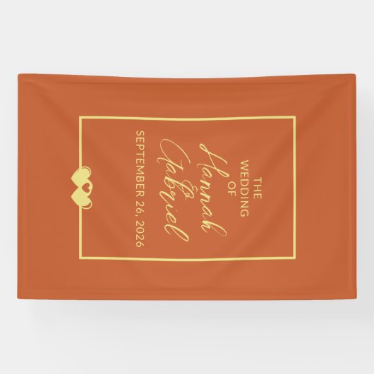 Trouw Terracotta en Goud Spandoek (Horizontaal)