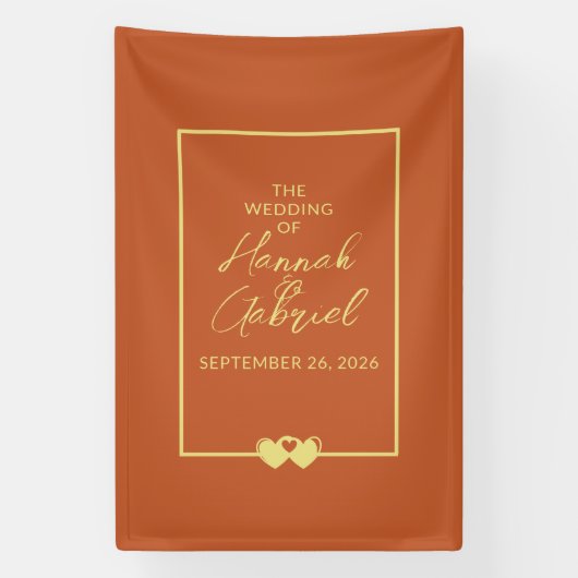 Trouw Terracotta en Goud Spandoek (Verticaal)