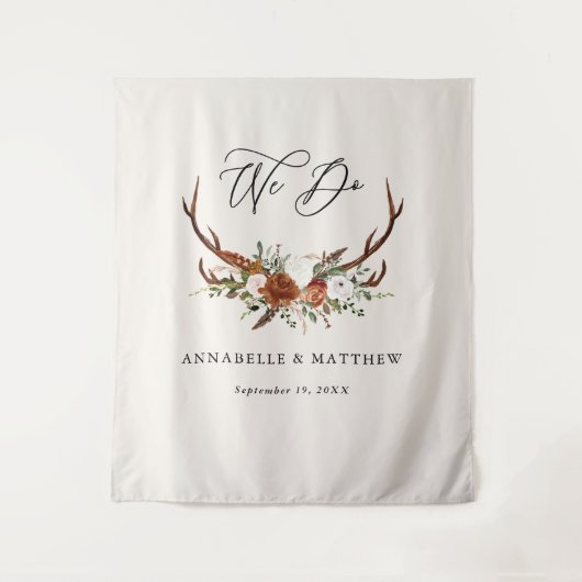 Trouw terracotta rustieke herten bloemendecoratie  wandkleed (Voorkant)