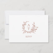 Trouw Terracotta Script Wapenschild Monogram RSVP Kaart (Achterkant)