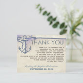trouw thank you kaarten met zeeanker ontwerp (Staand voorkant)
