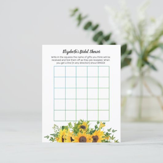 Trouw Thema Bruiloft Bridal Shower Spel Bingo Zonn (Staand voorkant)