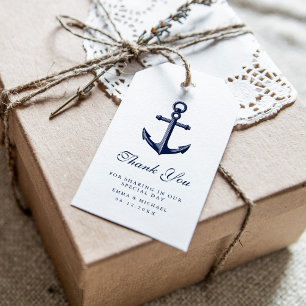 Trouw Thema Scheepvaart Anker Aangepast Navy Cadeaulabel