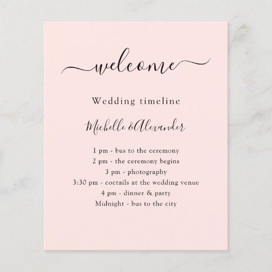 Trouw tijdlijn programma roze goud welkom  flyer (Voorkant)