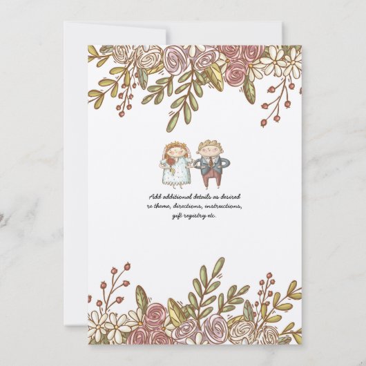 Trouw Tijdlijn Uitnodiging Rustieke Handgetekende  (Achterkant)