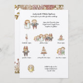 Trouw Tijdlijn Uitnodiging Rustieke Handgetekende  (Voorkant / Achterkant)