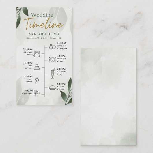 Trouw Tijdschema Informatiekaartje (Voorkant / Achterkant)