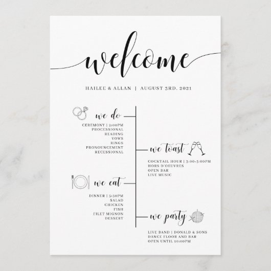 Trouw Tijdschema Programma Met Pictogrammen Programmakaart (Voorkant)