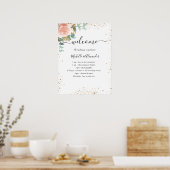 Trouw tijdschema programma roze goud bloem poster (Keuken)